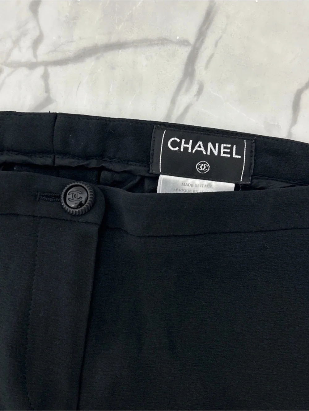 Chanel 100% Silk Black Straight Leg Pants Size IT 38